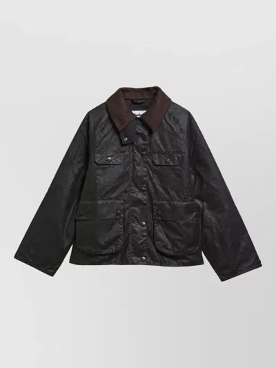 Barbour Waxed Cotton Single Breasted Coat In Animal Print