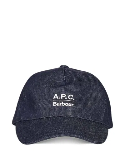 Barbour X A.p.c. Denim Cap In Blue