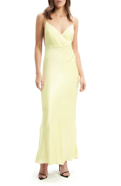 Bardot Demeter Open Back Slipdress In Canary Yellow