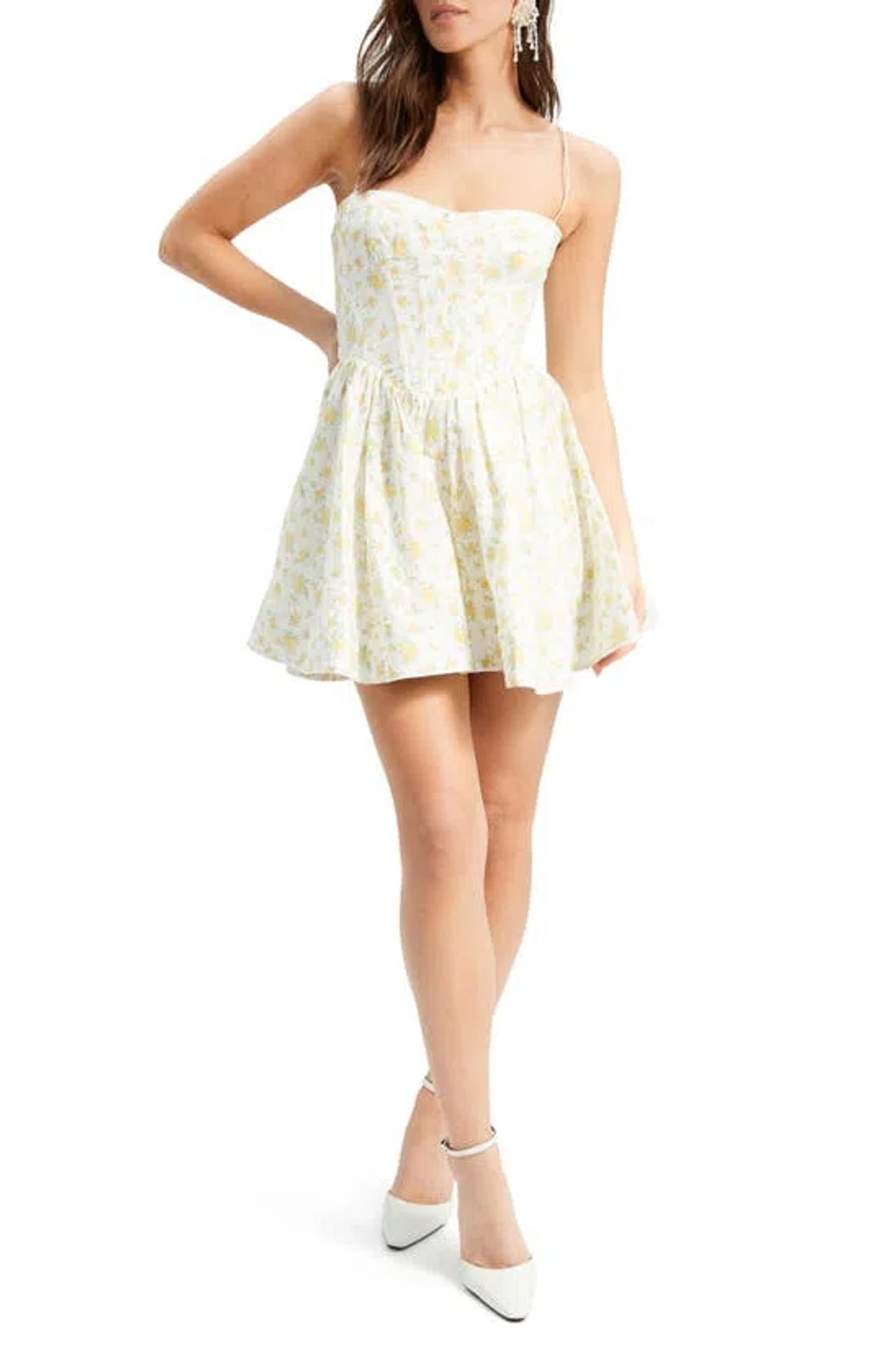 Bardot Elsie Corset Mini Dress In Yellow Floral | ModeSens