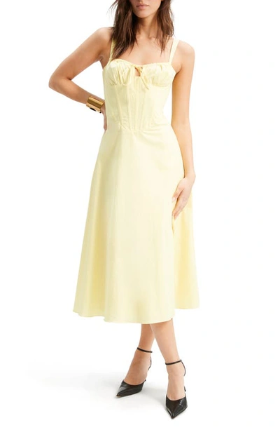 Bardot Esra Corset Midi Dress In Yellow