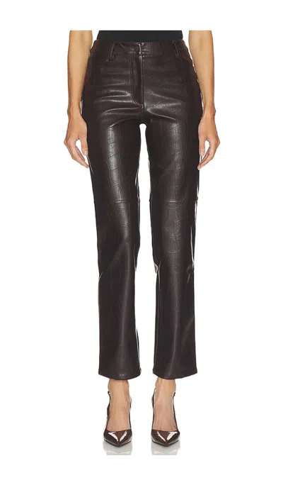 Bardot Nia Faux Croc Leather Pant In Brown