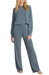Barefoot Dreams Cozychic Ultra Lite Ribbed Mock-neck Pullover In Blue Cove