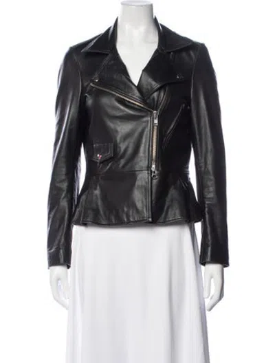 Pre-owned Barneys New York Leather Biker Jacket In Black