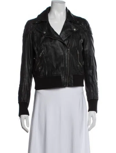 Pre-owned Barneys New York Vintage Leather Biker Jacket In Black