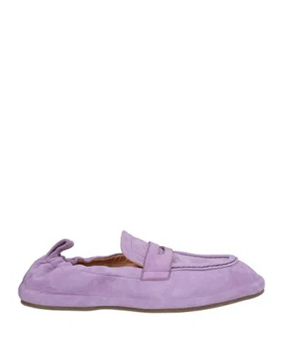 Barracuda Woman Loafers Lilac Size 5 Leather In Purple