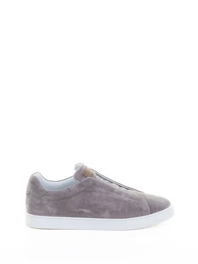 Barret Slip On Greige Suede Sneaker In Nebbia