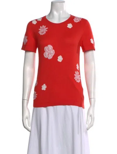 Pre-owned Barrie Cashmere Floral Print Sweater In Orange