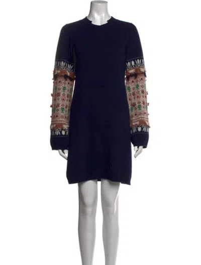 Pre-owned Barrie Cashmere Mini Dress In Blue