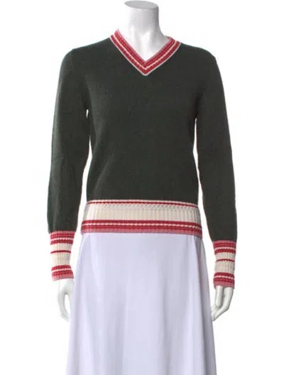 Pre-owned Barrie Cashmere Striped Sweater In Green