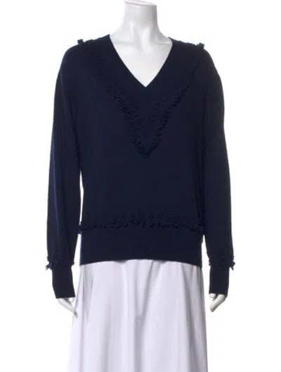 Pre-owned Barrie Cashmere V-neck Sweater In Blue
