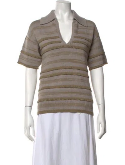 Pre-owned Barrie Striped V-neck Sweater W/ Tags In Neutrals