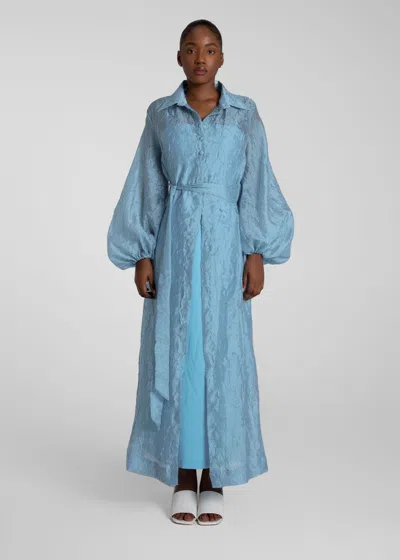 Baruni Lobelia: Crinkle Organza Jacket And Inner Dress In Turquoise