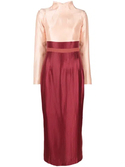 Baruni Sahda Detachable-sleeve Maxi Dress In Red