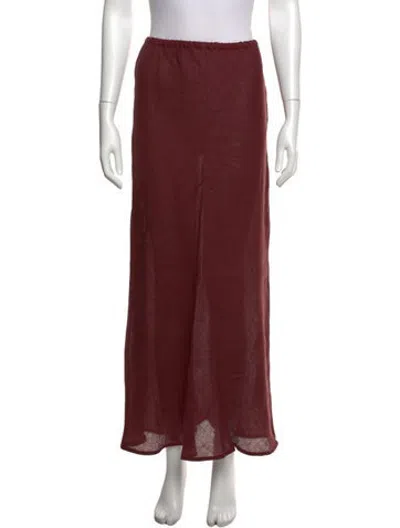 Pre-owned Baserange Linen Long Skirt In Burgundy