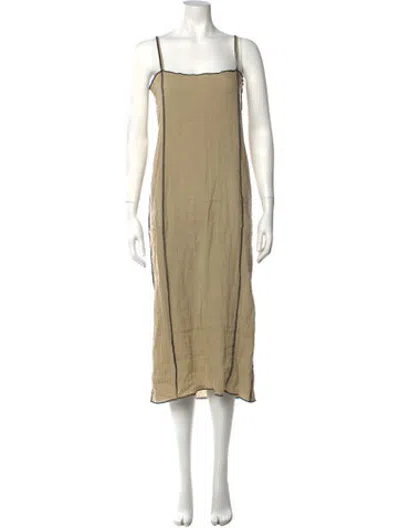 Pre-owned Baserange Linen Midi Length Dress In Neutrals