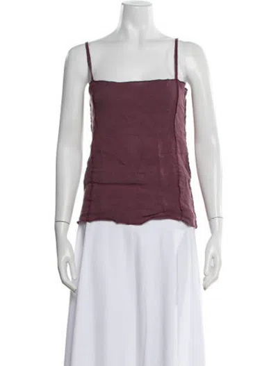 Pre-owned Baserange Linen Square Neckline Top In Purple