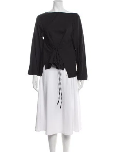 Pre-owned Baserange Off-the-shoulder Long Sleeve Top In Black