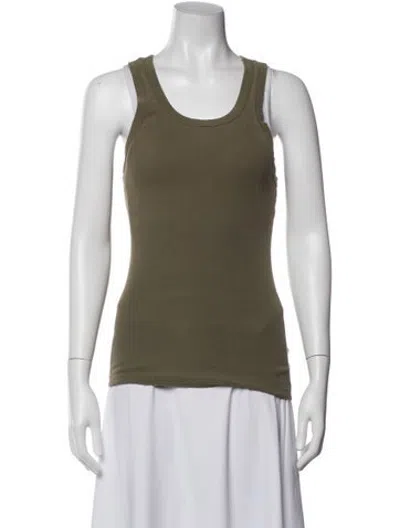 Pre-owned Bassike Crew Neck Sleeveless Top In Green