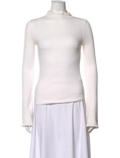 Pre-owned Bassike Mock Neck Long Sleeve Top In White