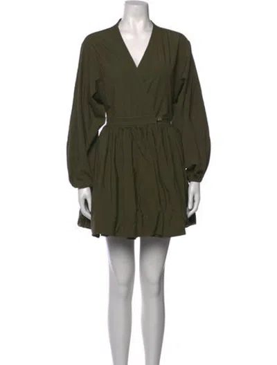Pre-owned Bassike V-neck Mini Dress In Green
