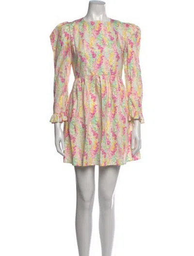 Pre-owned Batsheva Floral Print Mini Dress In Pink