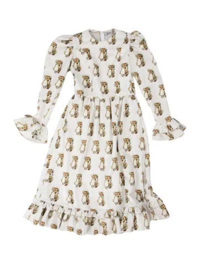 Pre-owned Batsheva Printed Midi Length Dress W/ Tags In Blue/white