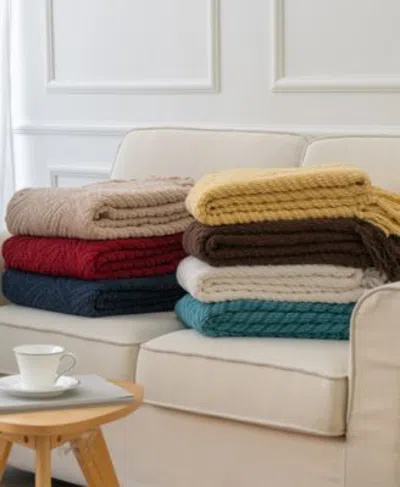 Battilo Herringbone Chenille Knit Throw In Gray