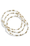 Baublebar Sadie Set Of 3 Semiprecious Bead Stretch Bracelets In White/gold