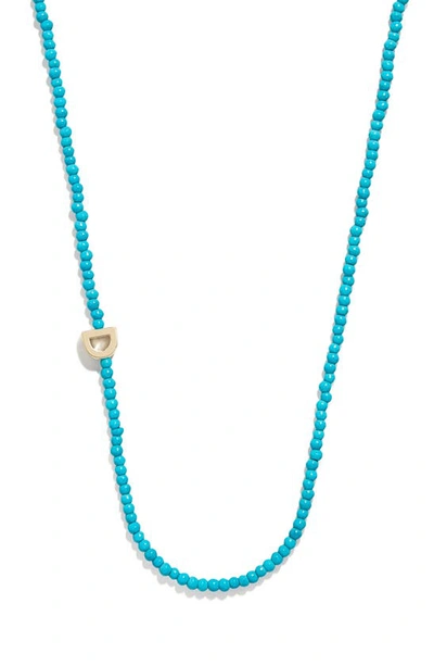 Baublebar Turquoise Bead Initial Charm Necklace In Gold D