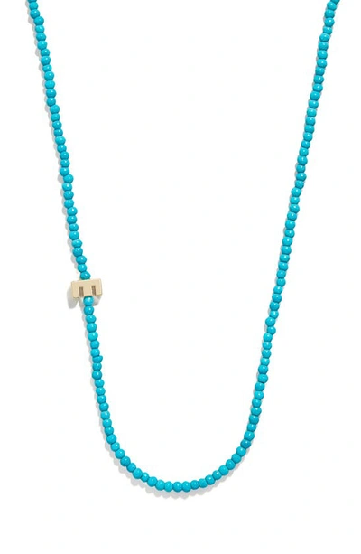 Baublebar Turquoise Bead Initial Charm Necklace In Gold E