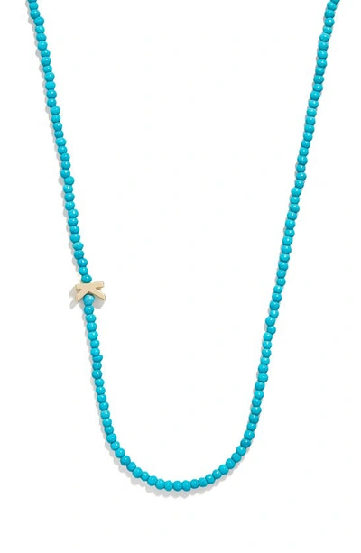 Baublebar Turquoise Bead Initial Charm Necklace In Gold K