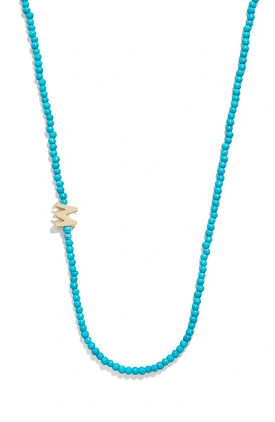 Baublebar Turquoise Bead Initial Charm Necklace In Gold M