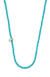 Baublebar Turquoise Bead Initial Charm Necklace In Gold S