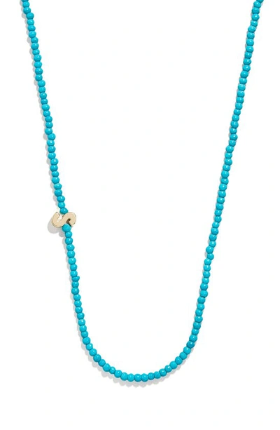 Baublebar Turquoise Bead Initial Charm Necklace In Gold S