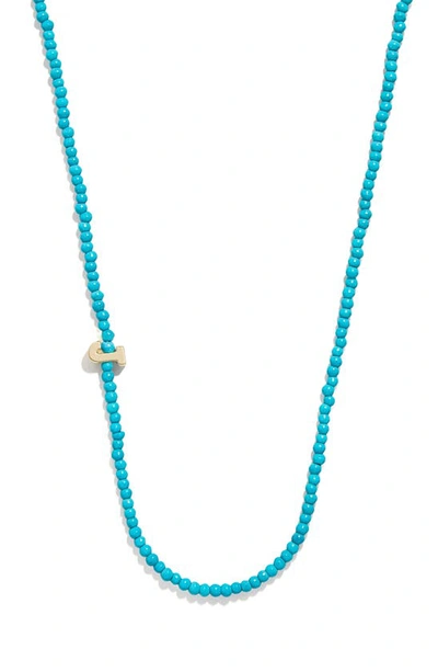 Baublebar Turquoise Bead Initial Charm Necklace In Gold J