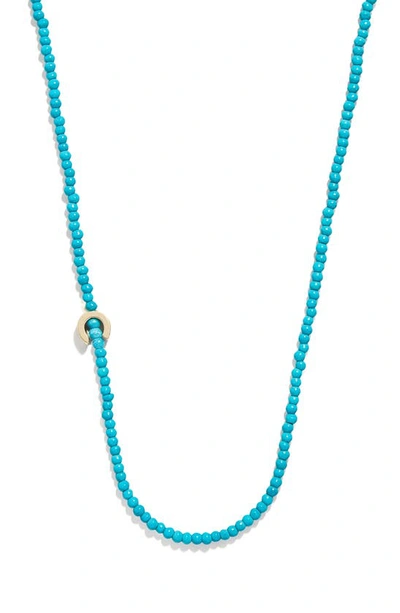 Baublebar Turquoise Bead Initial Charm Necklace In Gold C