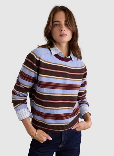 Baukjen Flora Crew Neck Jumper In Blue Choc Mix
