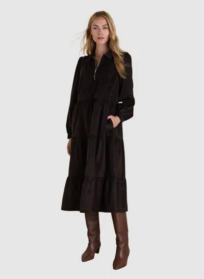 Baukjen Jenna Cord Midi Dress In Dark Chocolate