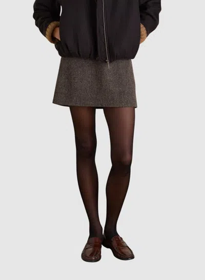 Baukjen Kali Mini Skirt In Brown & Grey Herringbone