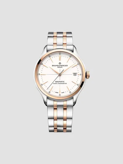 Baume & Mercier Women's Clifton Baumatic Stainless Steel & Rose Gold Capped Bracelet Chronometer Watch