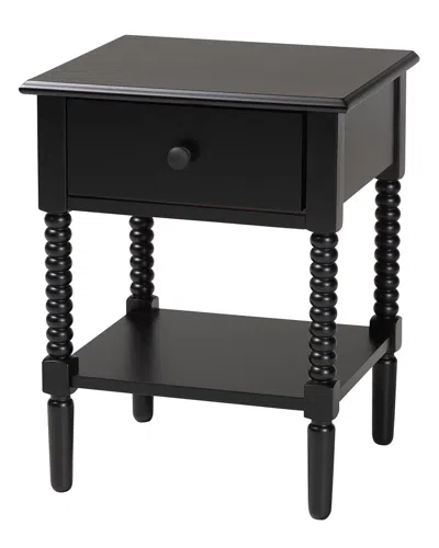 Baxton Studio Braith Farmhouse Spindle Wood 1-drawer Nightstand In Black