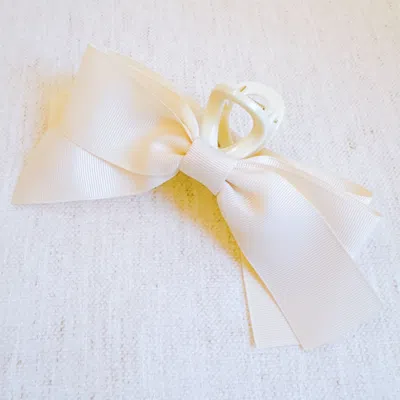 Bbtee Gross Grain Bow Hair Claw In White