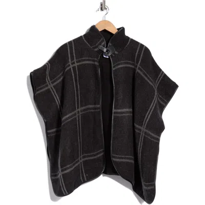 Bcbg Grid Plaid Ruana Topper In Black