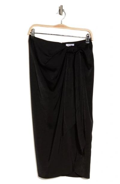 Bcbg New York Sarong Front Twist Skirt In Onyx