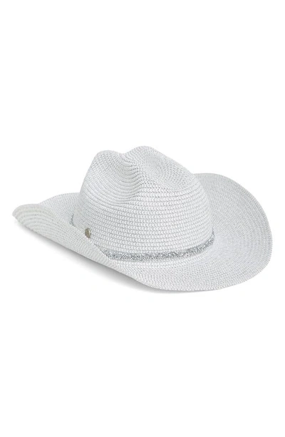 Bcbg Rhinestone Straw Cowboy Hat In White