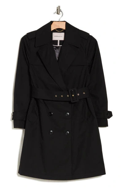 Bcbgeneration Double Breasted Belted Flared Trench Coat In Black