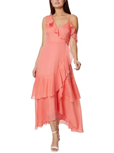 Bcbgeneration Womens Asymmetric Metallic Maxi Dress In Pink