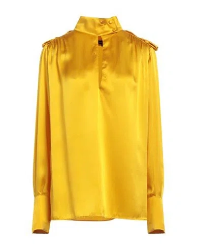 Bcbgmaxazria Woman Top Mustard Size 6 Silk In Yellow