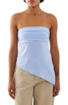 Bdg Urban Outfitters Asymmetric Strapless Mesh Top In Light Blue